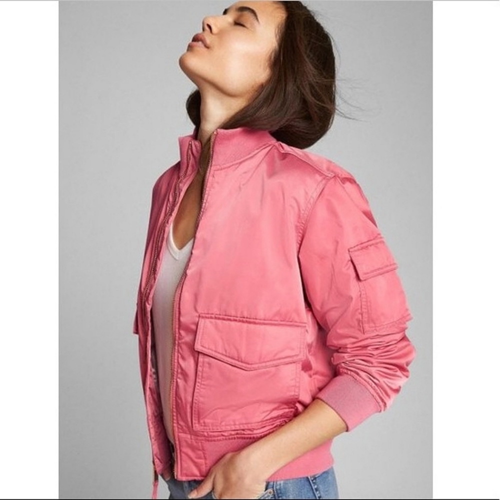 GAP Pink Nylon Bomber Jacket (Classic Pink/size L)